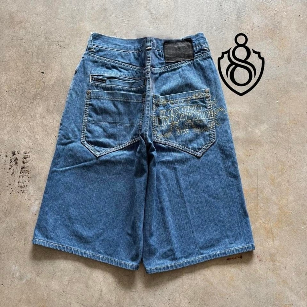 Baggy Eight 732 Jorts Denim Jean Shorts Embroidered Southpole Styl VTG Y2K -36
